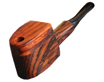 Pipe en bois de 3,25 po.- Couvercle pivotant exotique- Embout buccal-Beaux grains