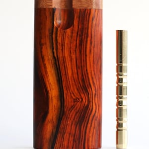 4&quot; Cocobolo Swivel Lid Dugout & One Hitter Pipe- Great Gift for Smokers