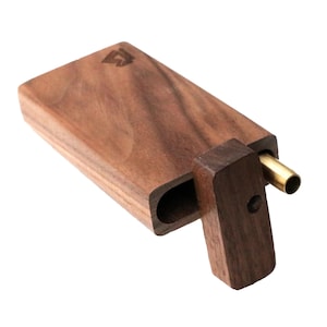 Black Walnut 4&quot; Dugout & One Hitter Pipe-American Crafted Stash Box