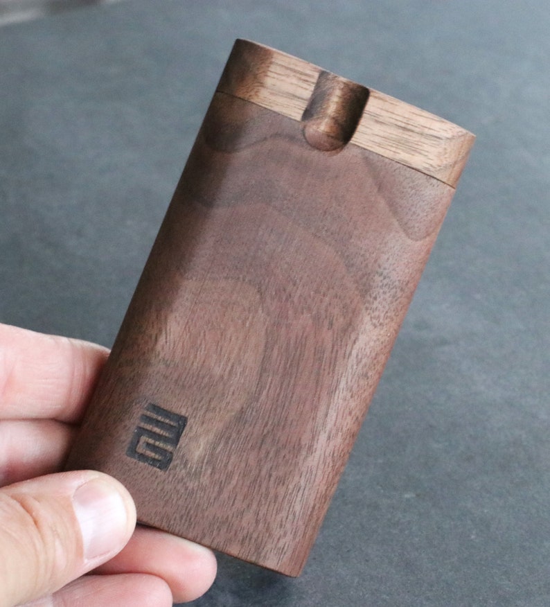 Black Walnut Dugouts with One Hitter Pipe-American Handcrafted Stash Box 4 inches