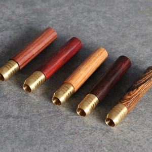 2&quot; Exotic Wood One Hitter Pipes- Crafted Hardwood pipe with Brass Bowl
