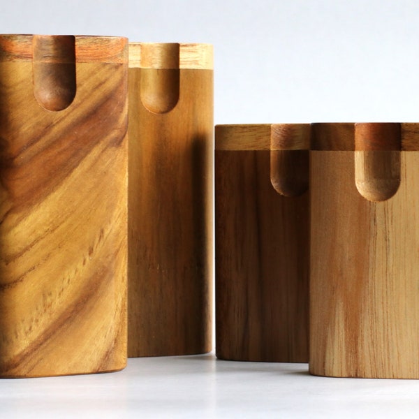 Teak Swivel Lid Dugouts & One Hitter Pipes- American Handcrafted Stash Box