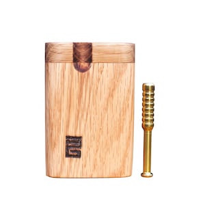 3&quot; Oak Wood Dugout & One Hitter Pipe-Swivel Lid-American Crafted by 3rd Grain