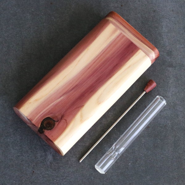 Futo Cedar Wood Dugout- Premier Stash Box with One Hitter & Stash Cleaner-Handcrafted in Canada