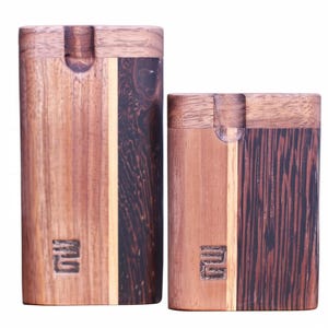 3G Tri Tone Frankenstein Dugout-Walnut/Wenge/Cherry Stash Box with One Hitter Pipe of your choice