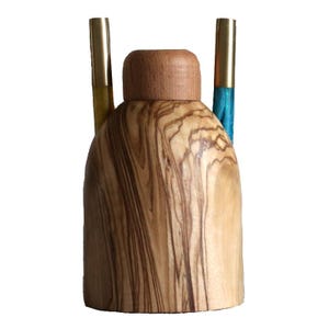 Olive Wood Tabletop Dugout- One Hitter Stash Box- SMALL 3.5&quot;- Smoker&#39;s Gift