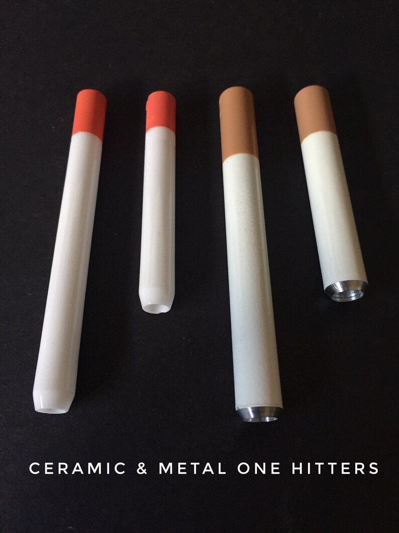 Ceramic & Metal Cigarette Style One Hitter Pipes Etsy