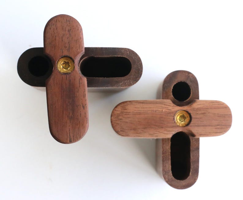 Black Walnut Dugouts with One Hitter Pipe-American Handcrafted Stash Box image 7