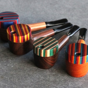 3.5&quot; Swivel Lid Exotic Wood Pipe- Round Top L24-Colorful Micro Pipe
