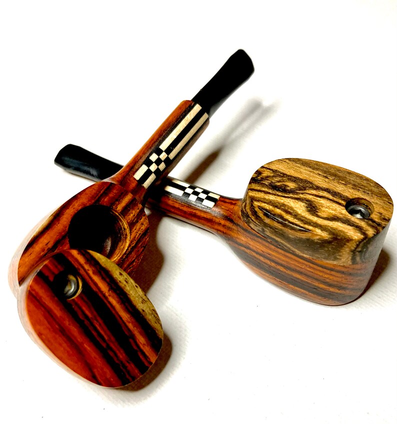 4 Exotic Wood Pipe Tribal Swivel Lid Mouthpiece Etsy