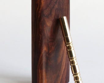 4" Cocobolo Slider Lid Dugout & One Hitter- One of a Kind Dugout