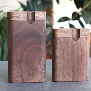 Black Walnut Dugouts with One Hitter Pipe-American Handcrafted Stash Box image 5