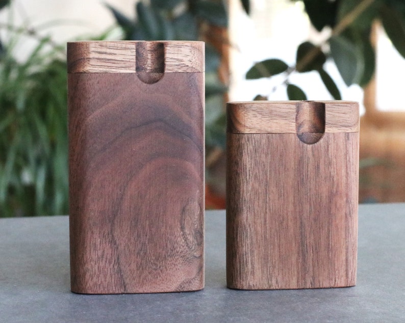 Black Walnut Dugouts with One Hitter Pipe-American Handcrafted Stash Box image 5