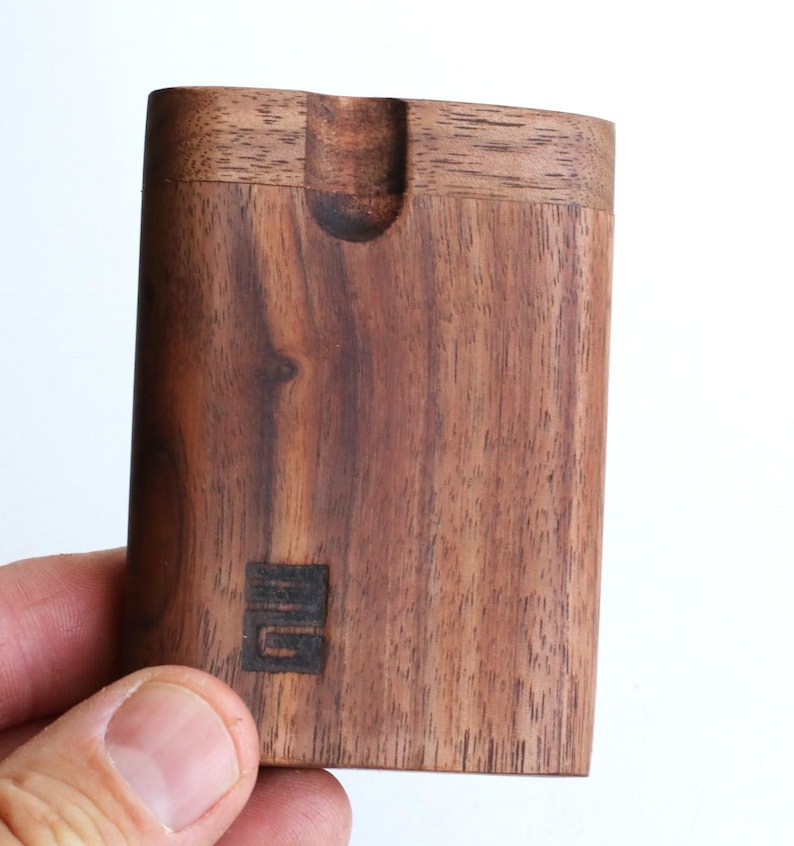 Black Walnut Dugouts with One Hitter Pipe-American Handcrafted Stash Box 3 inches