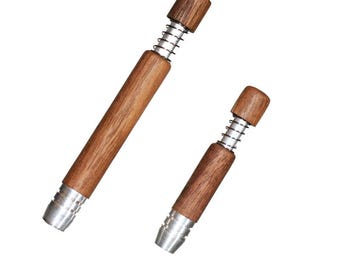 Walnut One Hitter Pipe: Spring Loaded Self-Ejection Cleaning System