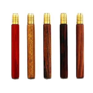 3" Exotic Wood One Hitter Pipes- Crafted Hardwood pipe with Brass Bowl-PH20E