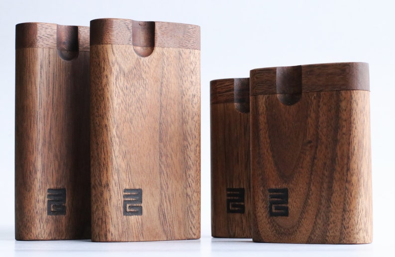 Black Walnut Dugouts with One Hitter Pipe-American Handcrafted Stash Box image 1