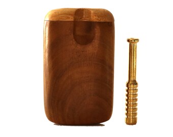 Pipe à pipe en laiton et étui en teck de 7,6 cm : un cadeau élégant pour fumeur