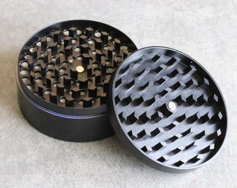 Large Herb Grinder- 3" Diameter- 3 Piece Grinder & Filter- Magnetic Lid-Zinc Alloy