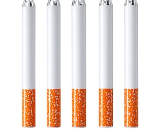 May include: Five cylindrical metal tools with a white upper body and an orange speckled lower section. Each tool features a silver-colored, serrated, crown-shaped tip at the top end, designed for precision tasks or specialized utility functions.