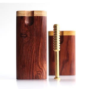 Honduras Dugout with Swivel Lid and One Hitter Bat- American Handcrafted Stash Box