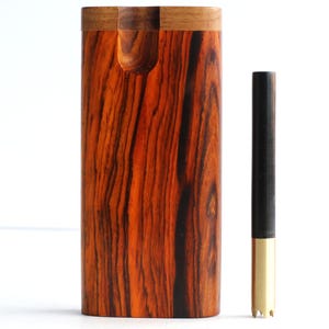 4&quot; Cocobolo Swivel Lid Dugout & One Hitter Pipe- Great Gift for Smokers