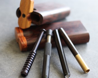 3&quot; Black One Hitter Pipes- Metal-Wood-Grinder Tip-Self Cleaning-All Varieties
