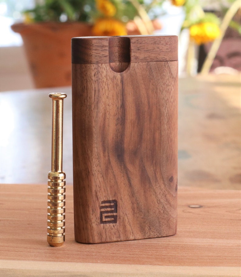 Black Walnut Dugouts with One Hitter Pipe-American Handcrafted Stash Box image 8