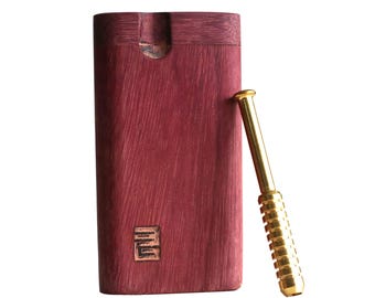 Purple Heart Dugouts & One Hitter Bats- Handcrafted Wood Stash Box with pipe