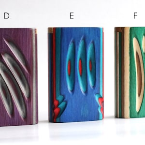 3&quot; Rainbow Wood Etched Dugouts- Handcrafted American Made Stash Boxes-Functional Art
