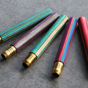 Rainbow Diamond Wood One Hitter with Brass Head (3 inch)