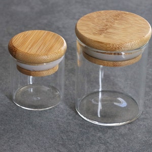 Glass Stash Jar with Air Tight Bamboo Lid- 2 Sizes-Herb Storage Jar
