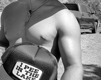 I Pee in Lakes Trucker Hat for Men and Women | Funny Summer Snapback for Teens | Trendy Lake Cap | vacation | boating