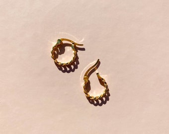 Fleur Gold Plated Chain Hoop Earrings