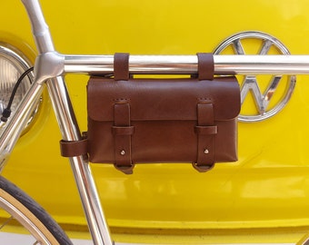 This leather bike frame bag