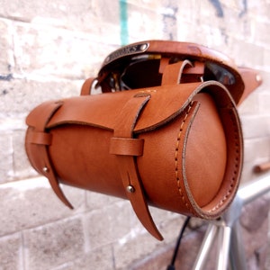 Personalized Leather Bike Saddle Tool Bag – Custom Bicycle Tool Roll – Biker Gift