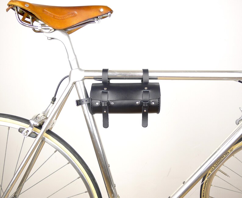 Leather Bicycle Frame Bag // Saddle Bag // Personalized Bike Tool bag image 2