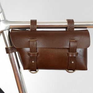 Sacoche de cadre de vélo en cuir, personnalisée