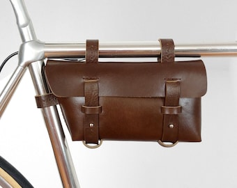 Leather Bike Frame  Bag Brown