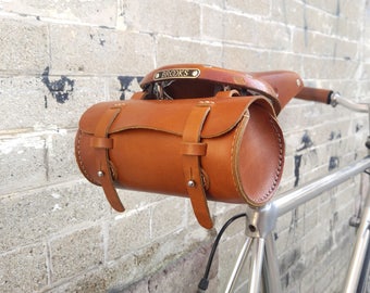 Leather Bicycle Bag, Leather Bike Bag, Bike bag, Cycling, Bike Accessory, Honey