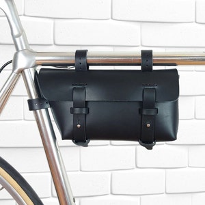 Leather Bike Frame Bag -  Bike Tool bag - Honey