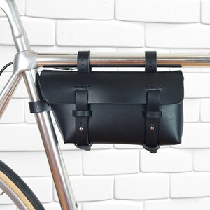 Leather Bike Frame Bag -  Bike Tool bag - Honey