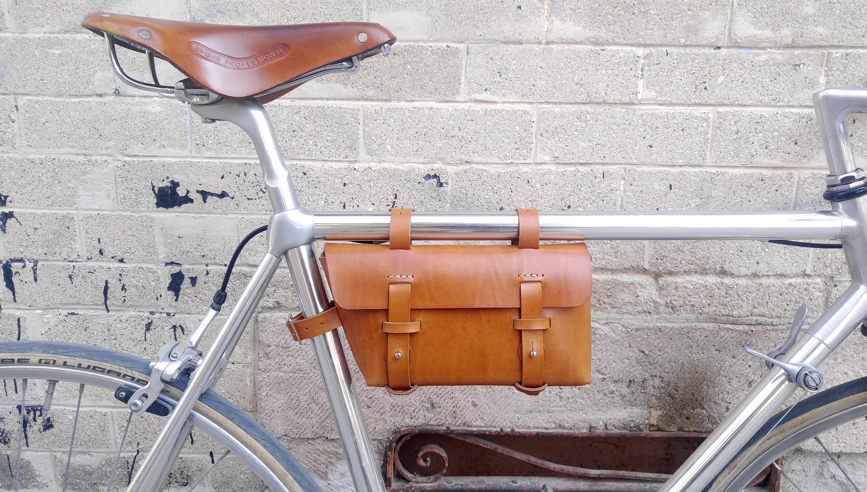 Leather Bicycle Bag Bike Bag Crossbar Bag Frame Bag Etsy