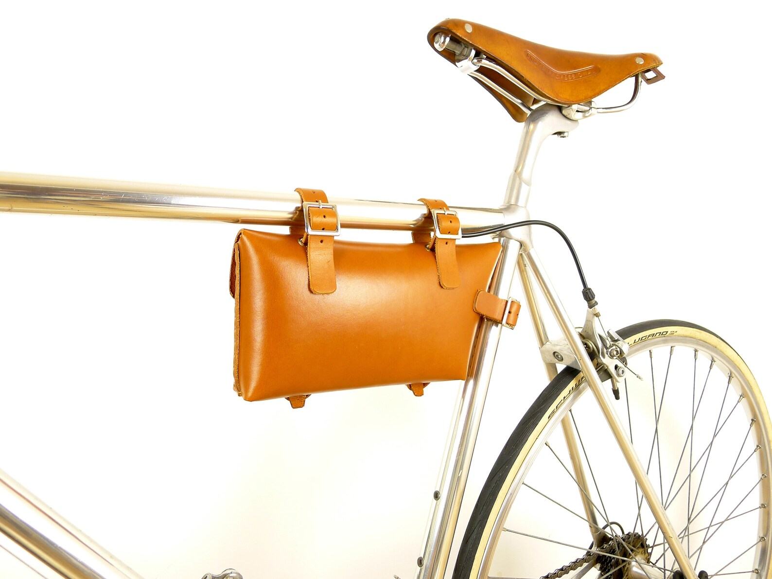 Leather Bicycle Bag Bike Bag Crossbar Bag Honey Etsy