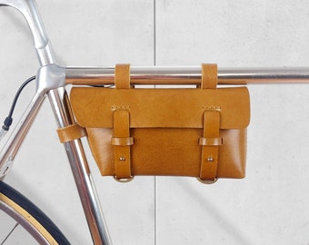 Leather Bicycle Tool Bag // Frame Bag // Personalized Bike Bag // Crossbar Bag