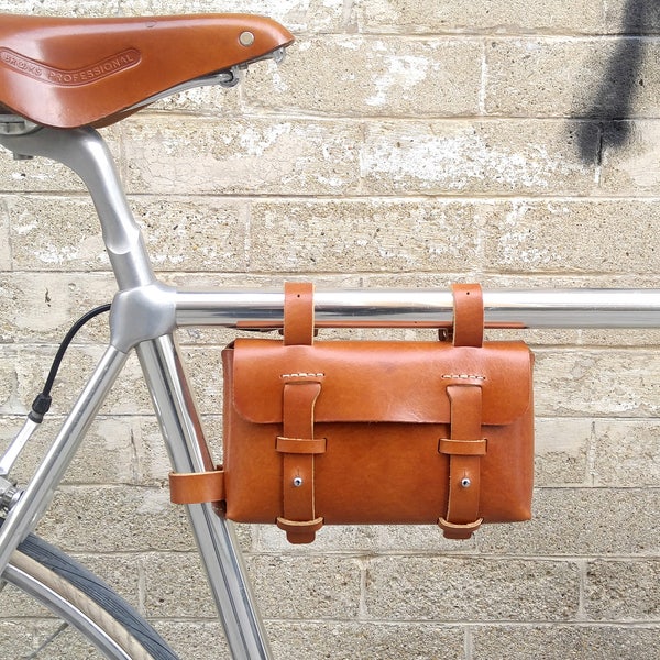 Leather Bicycle Bag - Leather Tool Bag - Bike bag, Honey