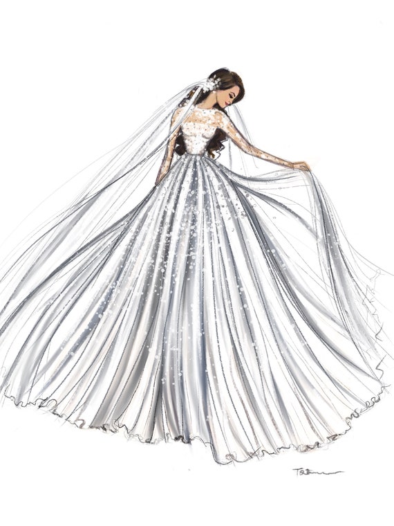 Bridal Custom Fashion Illustration/wedding Drawing - Etsy