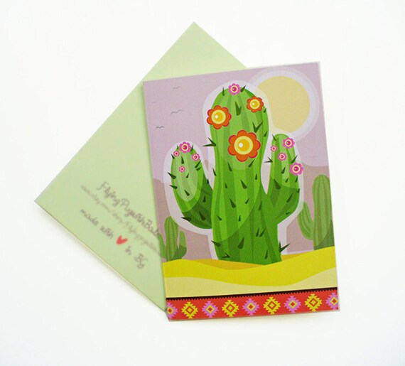 Cactus Card Cute Cacti Greeting Card Cactus Print Summer Etsy