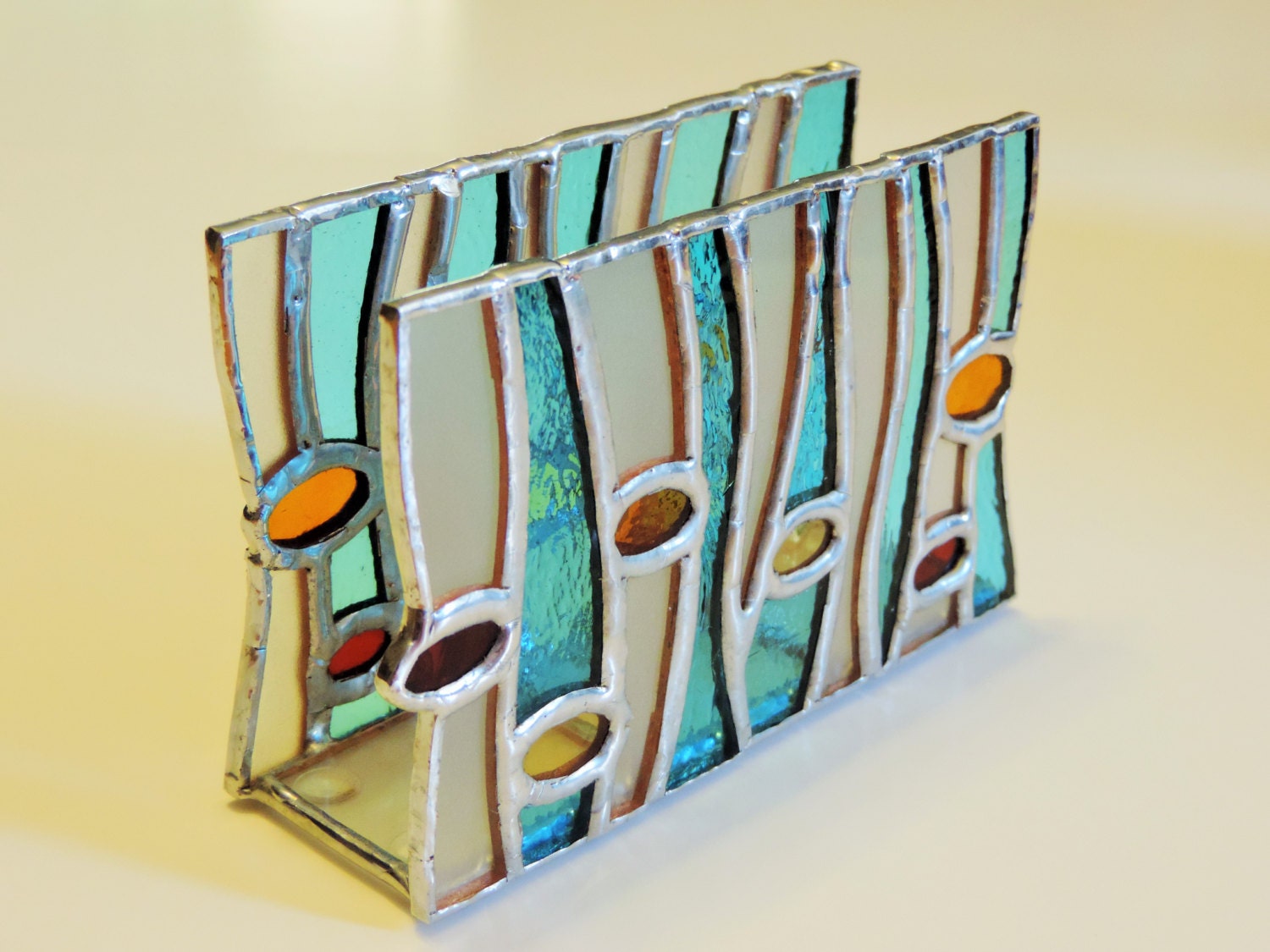 Summer vertical napkin holder Stained glass napkin holder Etsy