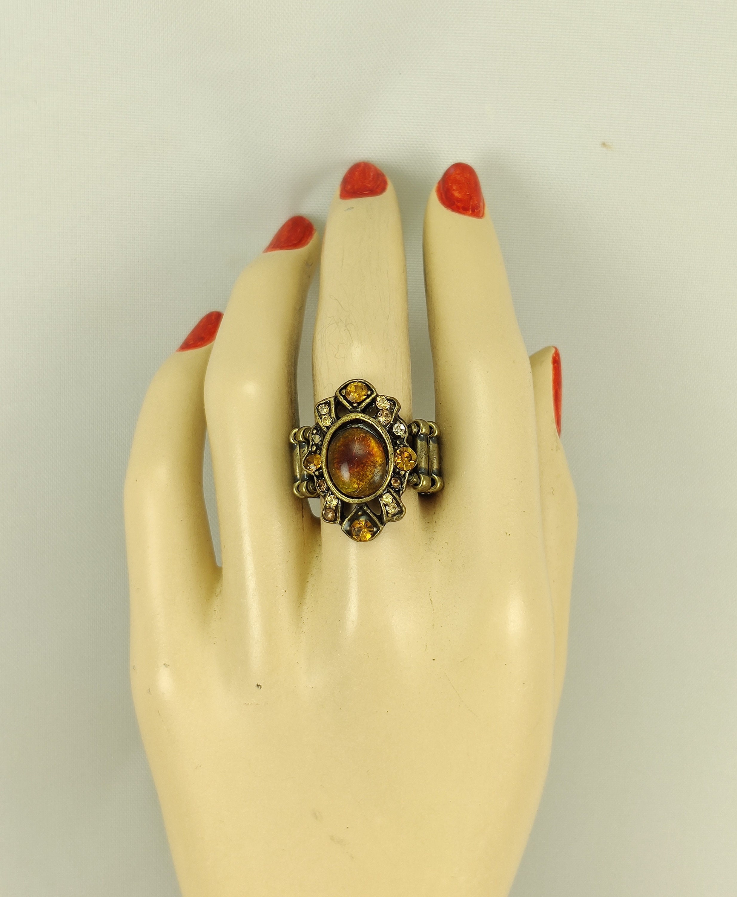 18 styles/Amber Brown & Golden Crystal Stretch Rings Etsy